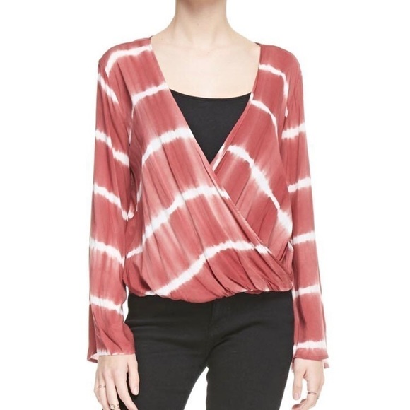 Tie Dye Wrap Top Semi Crop Shirt Mod On Trend Lightweight Comfy Pink Medium - Picture 9 of 9